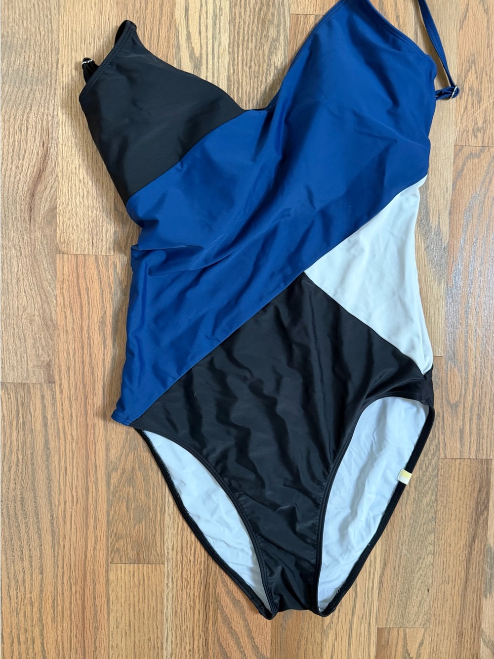 Summersalt Colorblock One-Piece Swimsuit in Blue, Black, and White